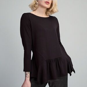 Ann Taylor Knit Peplum Sweater in Black Size Medium